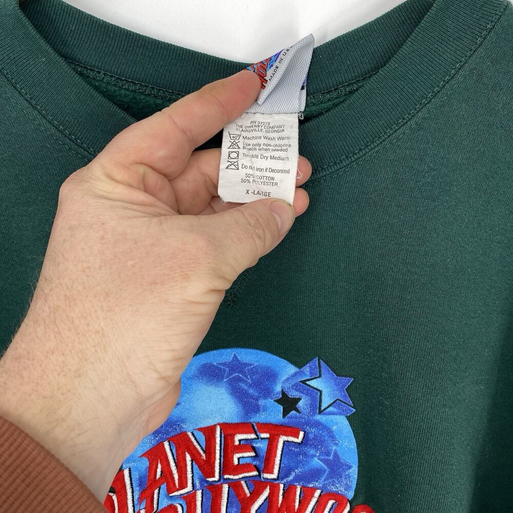 Vintage Planet Hollywood Orlando Sweatshirt Green Crewneck Womens XL 90s - Picture 5 of 5